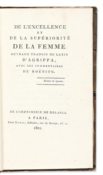 Agrippa, Heinrich Cornelius (1486-1535) De LExcellence et de la Superiorite de la Femme.